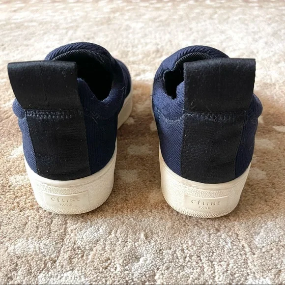 Céline Pull On Sneakers In Navy Jacquard Size 37